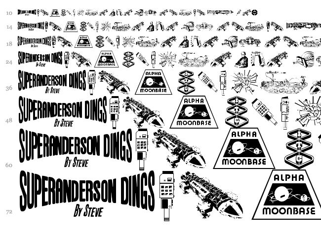 Anderson Space1999 Dings font waterfall